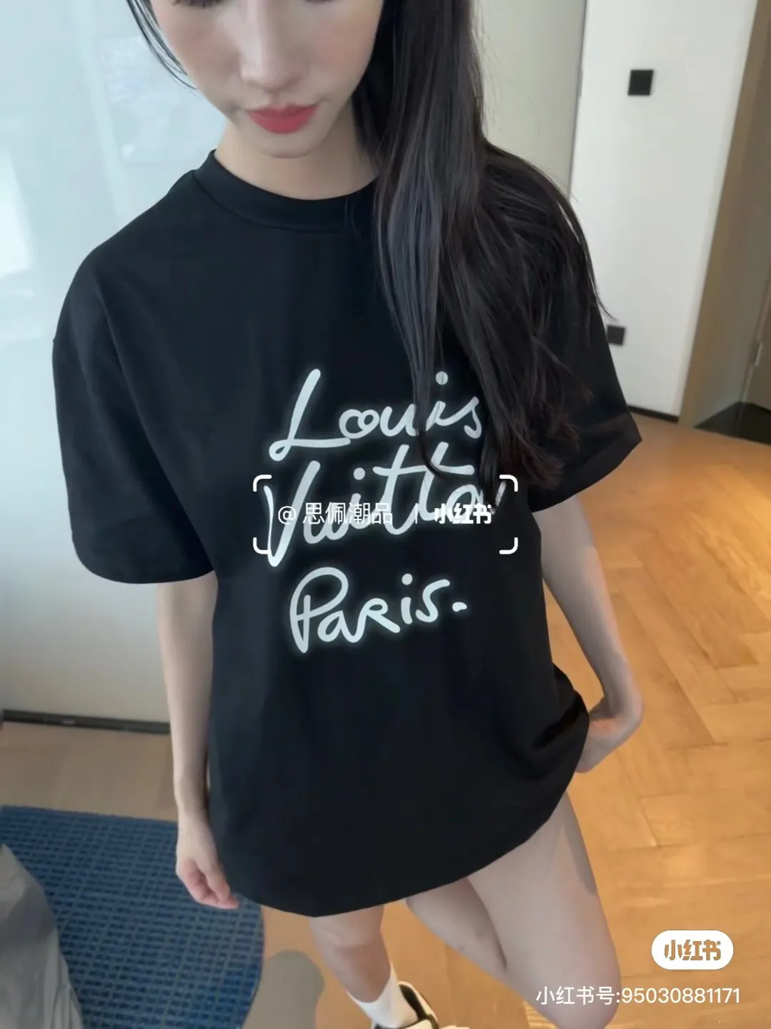 Louis Vuitton/Louis Vuitton 26ss signature letter embroidered short sleeves